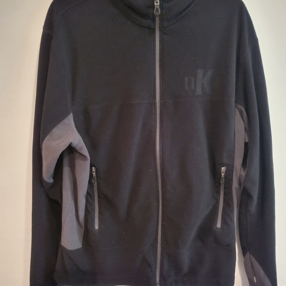 Large black athletic custom laser PIKE stamped jacket.